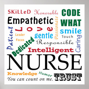 NURSE Poster Art WORDS DESCREVEM ENFERMEIROS RNs