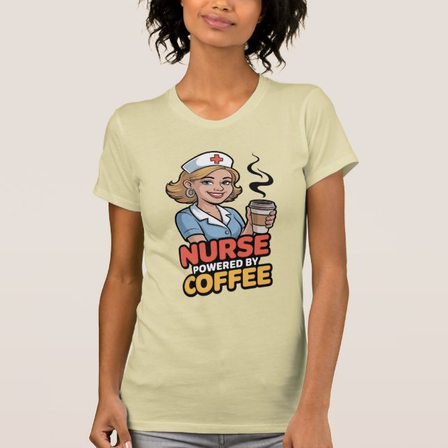 Nurse Powered by Coffee T-shirt (Frente)