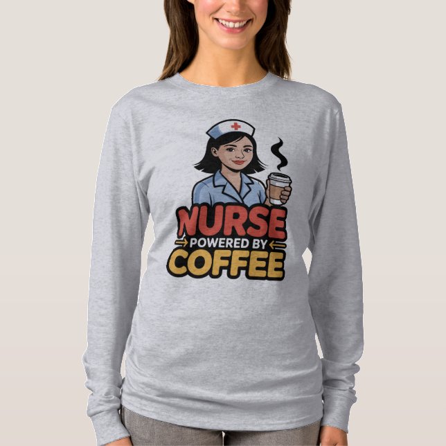 Nurse Powered by Coffee T-shirt (Frente)