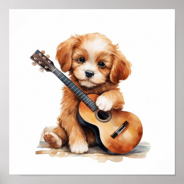 Nursery Art Poster com guitarra (Frente)
