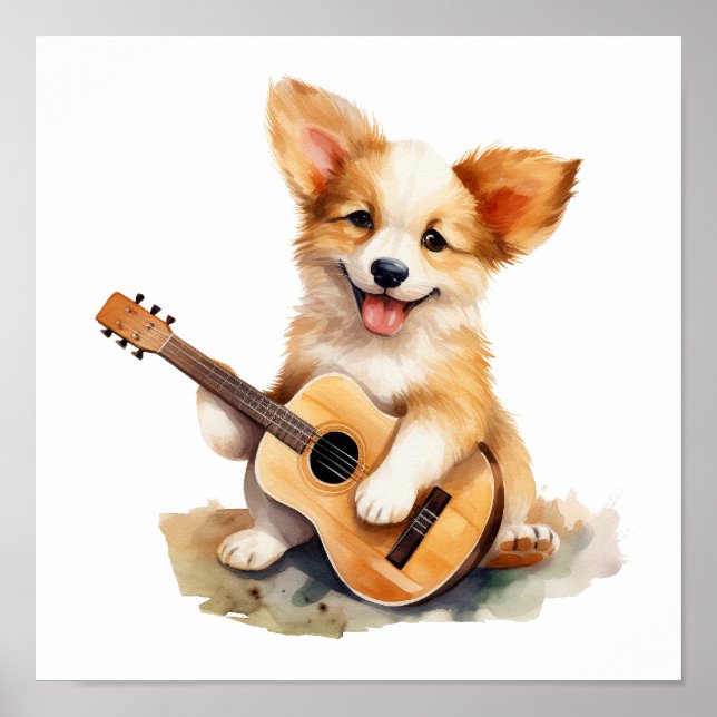 Nursery Art Poster com guitarra (Frente)