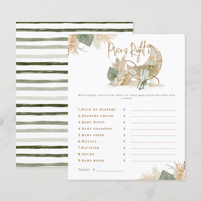 Nursery Boho Modern jogo de Chá de fraldas (Frente/Verso)