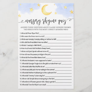 Nursery Rhyme Quiz jogo de Chá de fraldas com Resp