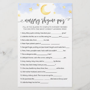 Nursery Rhyme Quiz jogo de Chá de fraldas com Resp