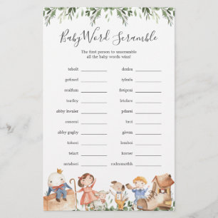 Nursery Rhymes - Chá de fraldas Jogo do Word Scram