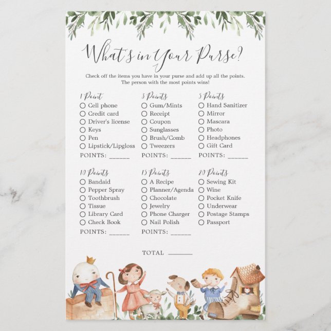 Nursery Rhymes Chá de fraldas O que há na sua bols (Frente)