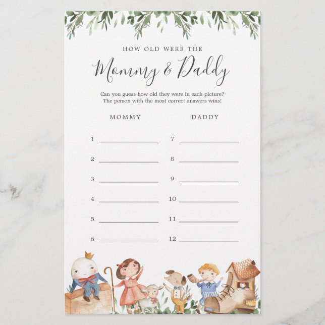 Nursery Rhymes Quantos Anos Tinham O Cartão De Jog (Frente)