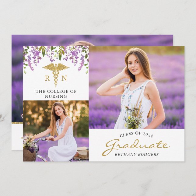 Nursing Floral Graduação 3 Anúncio de Foto (Frente/Verso)