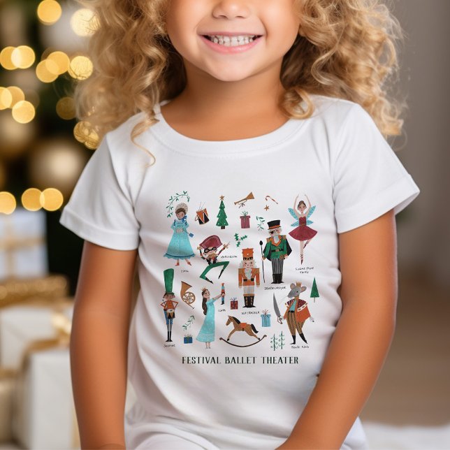 Nutcracker personagens de Balé de Natal T-Shirt (Nutcracker Ballet characters Christmas T-Shirt)