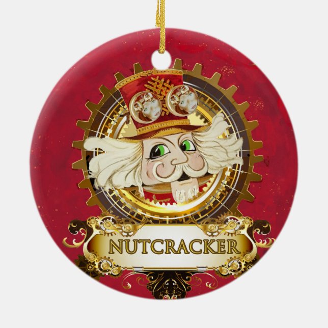 Nutcracker revendeu ornamento cerâmico redondo (Traseira)