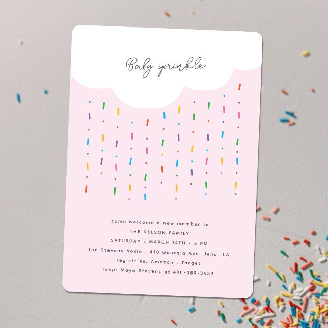 Nuvem e Confeitos Rosa Convite de Baby Sprinkle (Criador carregado)