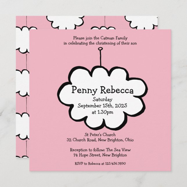 Nuvem em um Convite de Criação de String (Frente/Verso)