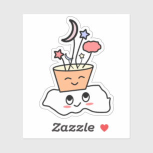 Nuvem Kawaii Com Adesivo De Vinil De Vaso De Plant