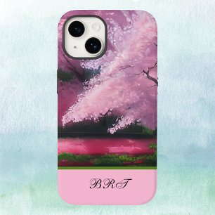 Nuvem rosa de Sakura Cherry Blossoms com Iniciais