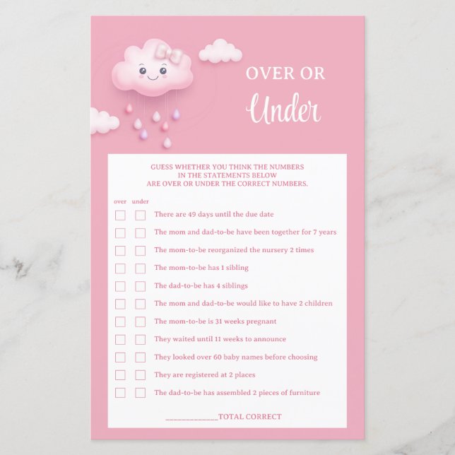 Nuvem rosa pastel nove 9 sobre ou sob jogo de bebê (Frente)