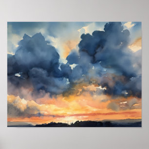 Nuvens Ao Amanhecer Pintura Arte Impressa Poster