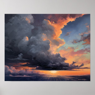 Nuvens Ao Amanhecer Pintura Arte Impressão Poster