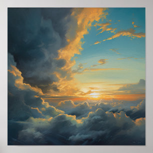 Nuvens Ao Amanhecer Pintura Arte Impressão Poster