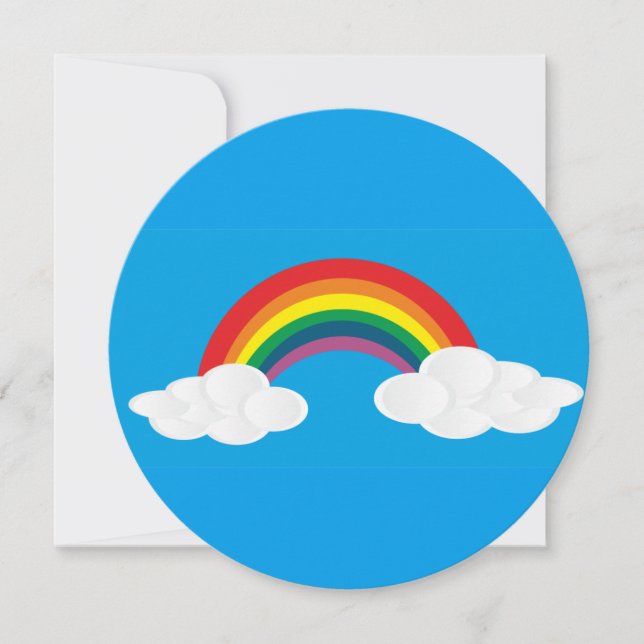 nuvens arco-íris convites para casamento azul aqua (Frente)