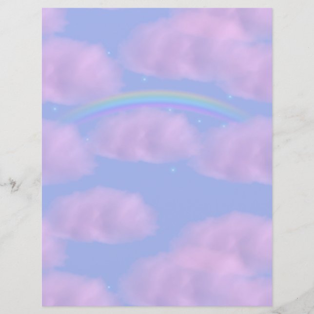 Nuvens cor-de-rosa e papel de arco-íris (Frente)