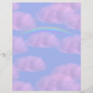 Nuvens cor-de-rosa e papel de arco-íris