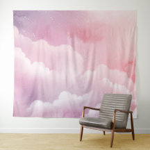 Nuvens de Aquarela Rosa e Púrpura Tapeçaria