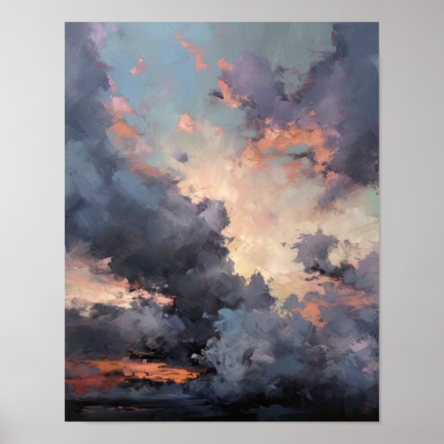 Nuvens no Impressão de pintura ao amanhecer (Frente)