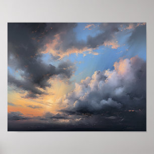 Nuvens no Impressão de pintura ao amanhecer