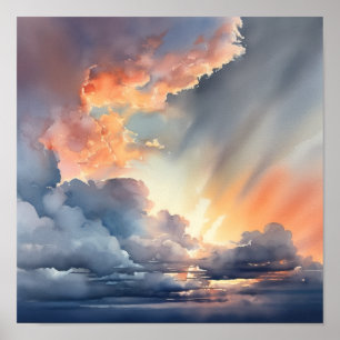 Nuvens no Impressão de pintura ao amanhecer