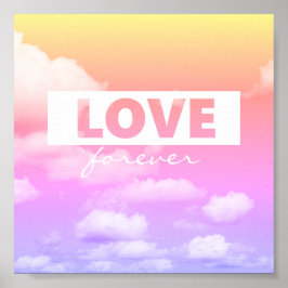 nuvens rosa poster de das letras de citação do amo