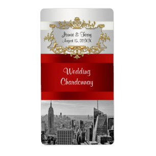 NY City Skyline BW 05 White, Etiqueta de Vinho Ver