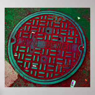 NYC Broadway Street Manhole Art Impressão Cobrir