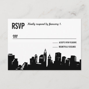 NYC Skyline   Cartões RSVP De Casamento