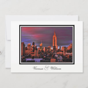 NYC Skyline ESB Surreal Sunset Convite de casament
