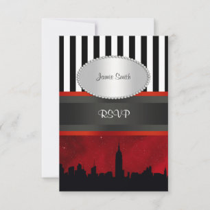 NYC Skyline Sil Red Sky Blk What Stripe P RSVP