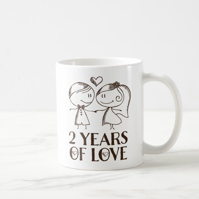 ò A mão do aniversário tirada acopla a caneca dos (Direita)