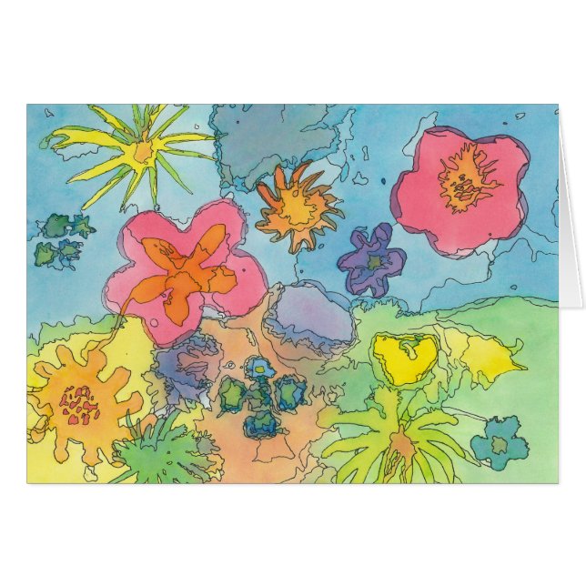 O abstrato floresce o cartão (Frente Horizontal)