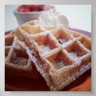 O açúcar cobriu o Waffle e o poster fresco das