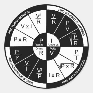 O adesivo da Lei de Ohm- preto e branco