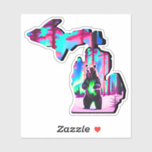 O adesivo do mapa Michigan BEAR!