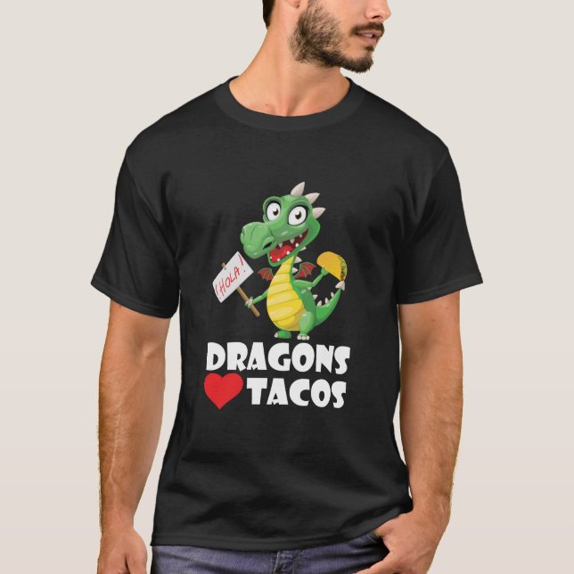 O adulto da camisa do Tacos do amor dos dragões (Frente)