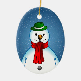 O Alegre Boneco de Neve em um Enfeite de Natal