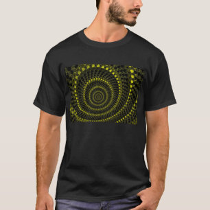 O amarelo circunda o t-shirt