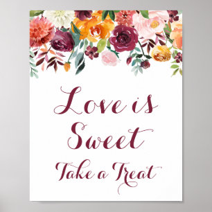 O amor da flor da queda é poster doce do sinal,