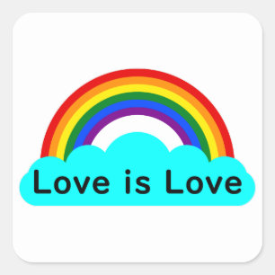 O Amor é Amor - Adesivo Quadrado Arco-íris LGBT