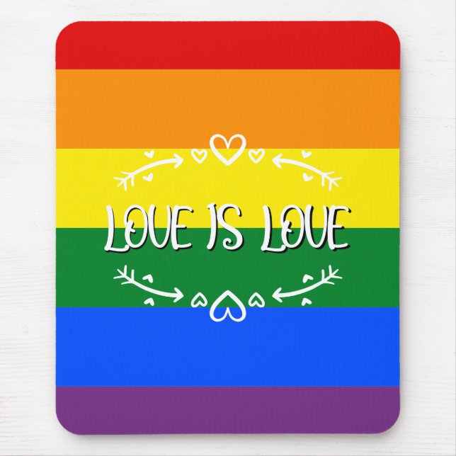 O amor é amor Rainbow LGBTQ Pride Mousepad (Frente)