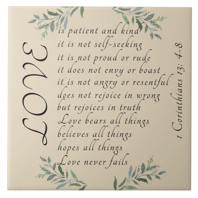 O amor é Azulejo de cerâmica paciente (Frente)