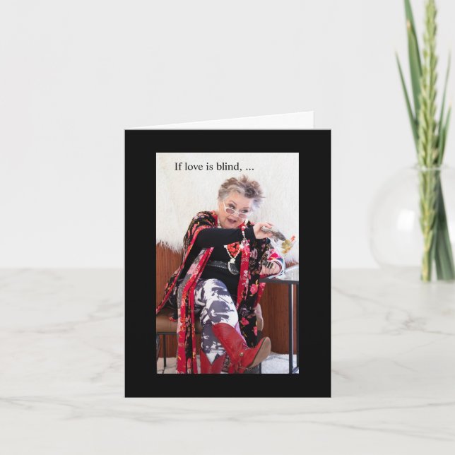 O amor é cego no cartão de Dia de os namorados (Frente)