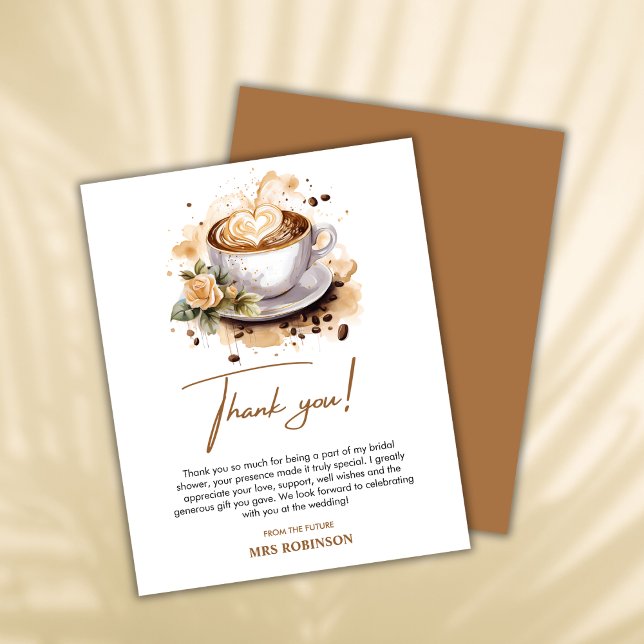 O amor é criar Cartões de agradecimentos de Chá de (Love is Brewing Coffee Bridal Shower Thank You Card    )