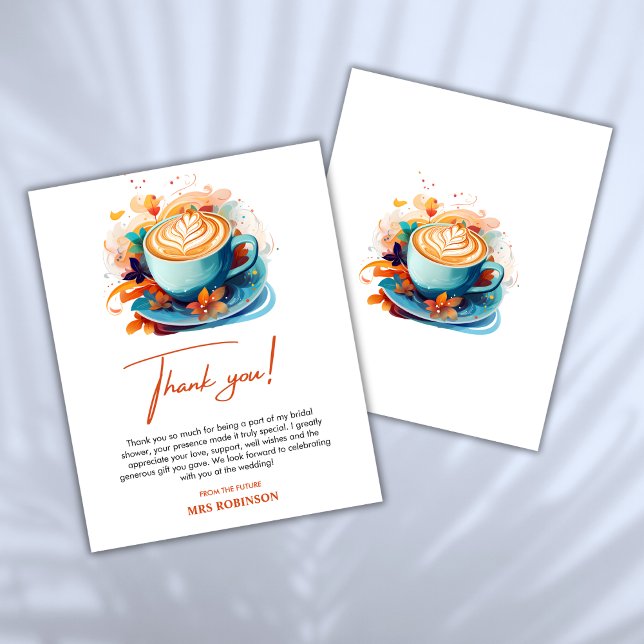O amor é criar Cartões de agradecimentos de Chá de (Love is Brewing Bridal Shower Thank You Card )